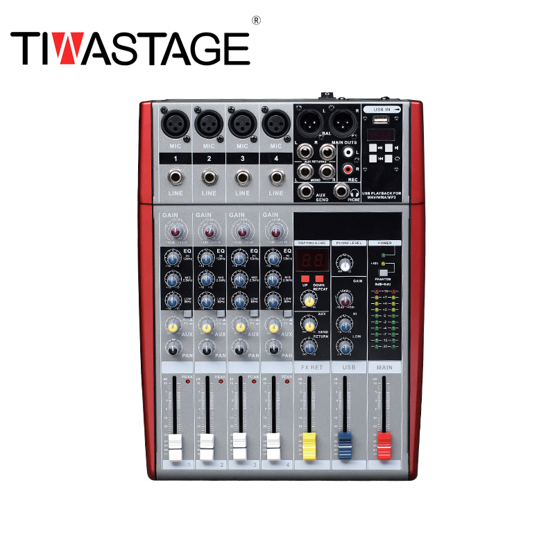 Tiwastage 4通道音频混频器DJ混合控制台